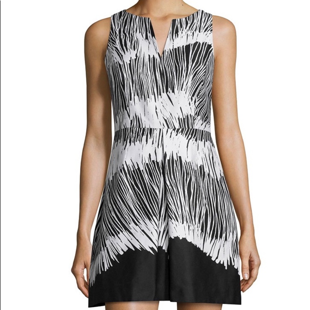 Halston Heritage Black Printed Fit & Flare Dress